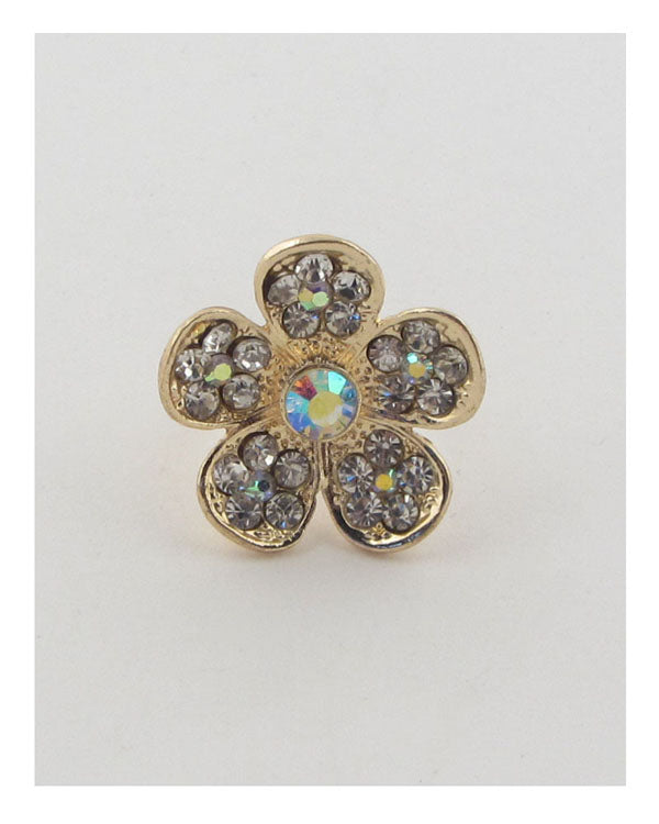 Flower rhinestone adjustable ring