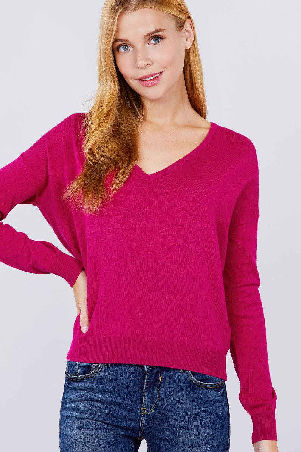 V-neck Back Cross Sweater