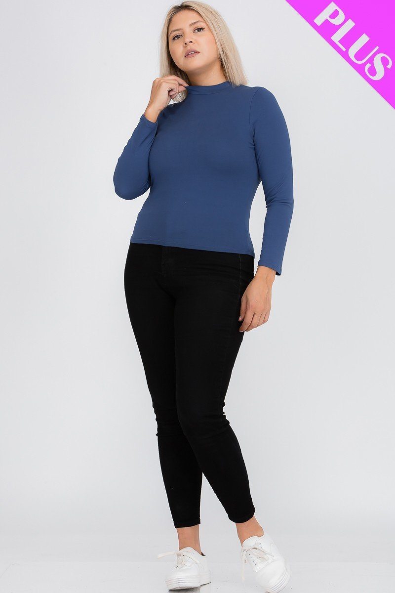 Plus Size Mock Neck Solid Top