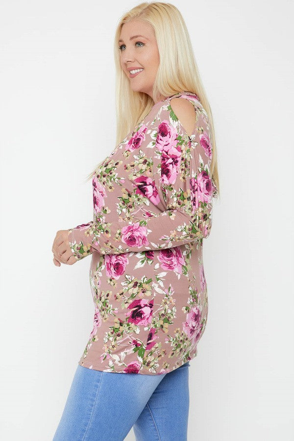 Flattering Cutout Details Floral Print Top