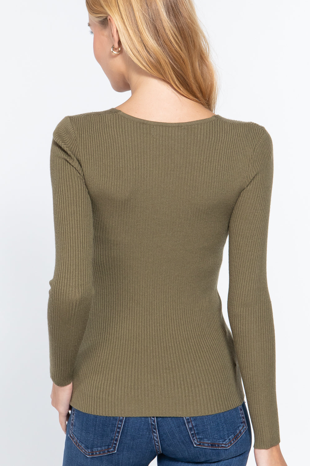 V-neck Viscose Rib Sweater