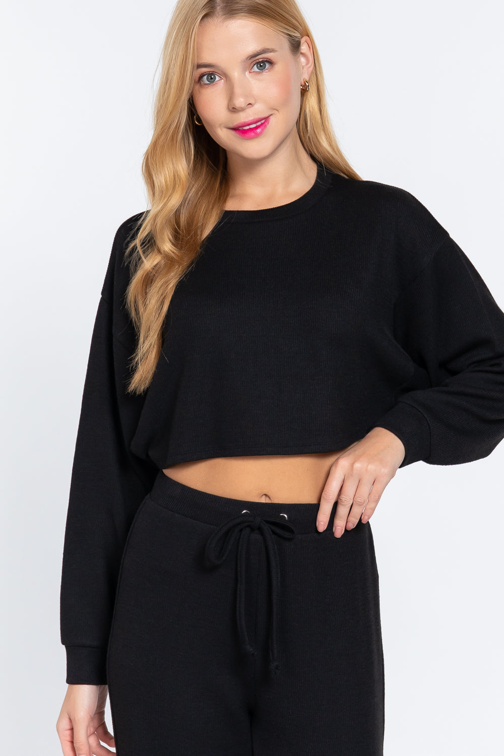 Long Dolman Slv Hacci Crop Top