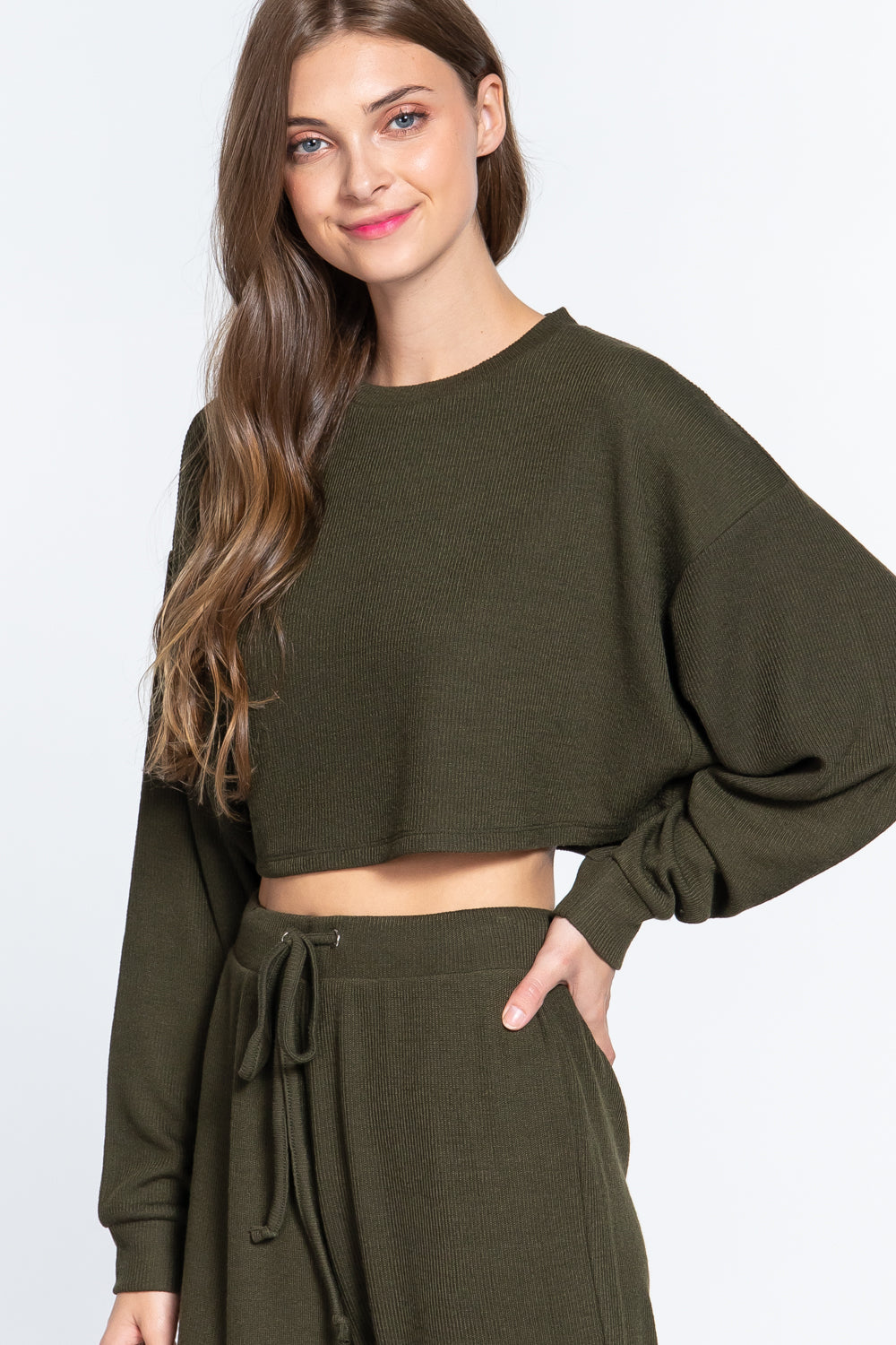 Long Dolman Slv Hacci Crop Top