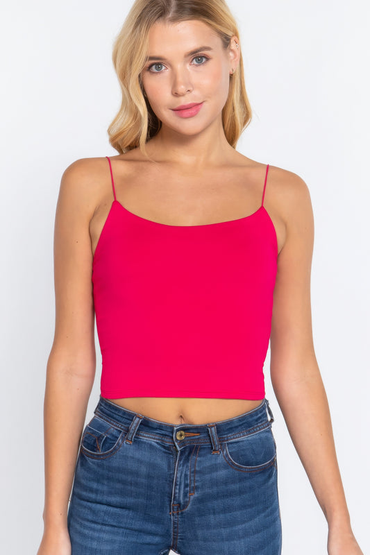 Elastic Strap Two Ply Dty Brushed Knit Cami Top