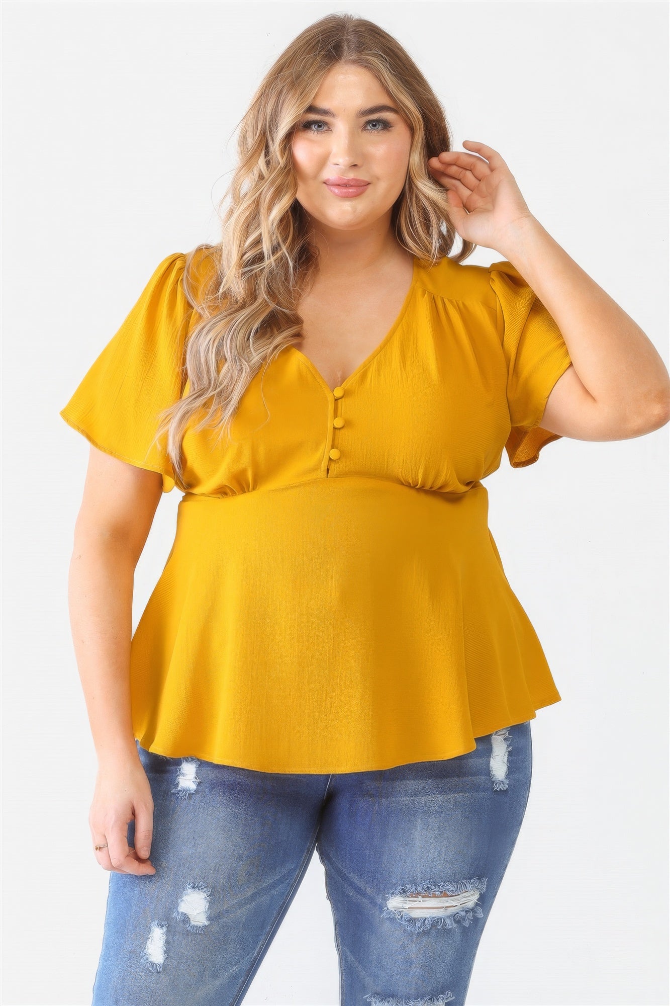 Plus Tie Detail Flare Top