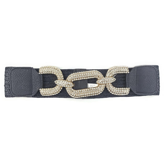 Rhinestone Buckle Elastic Belt