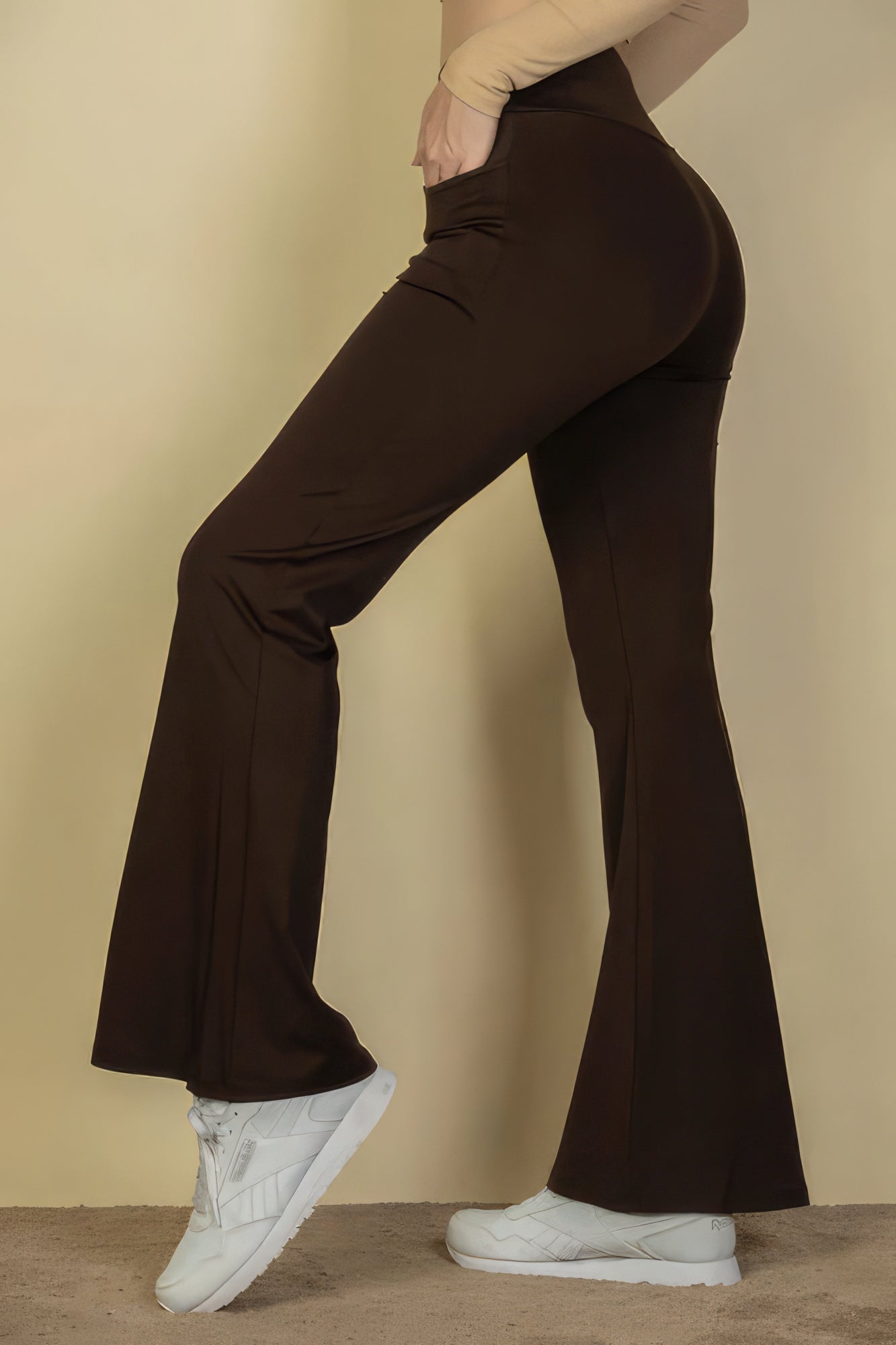 High Waisted Front Pocket Flare Pants