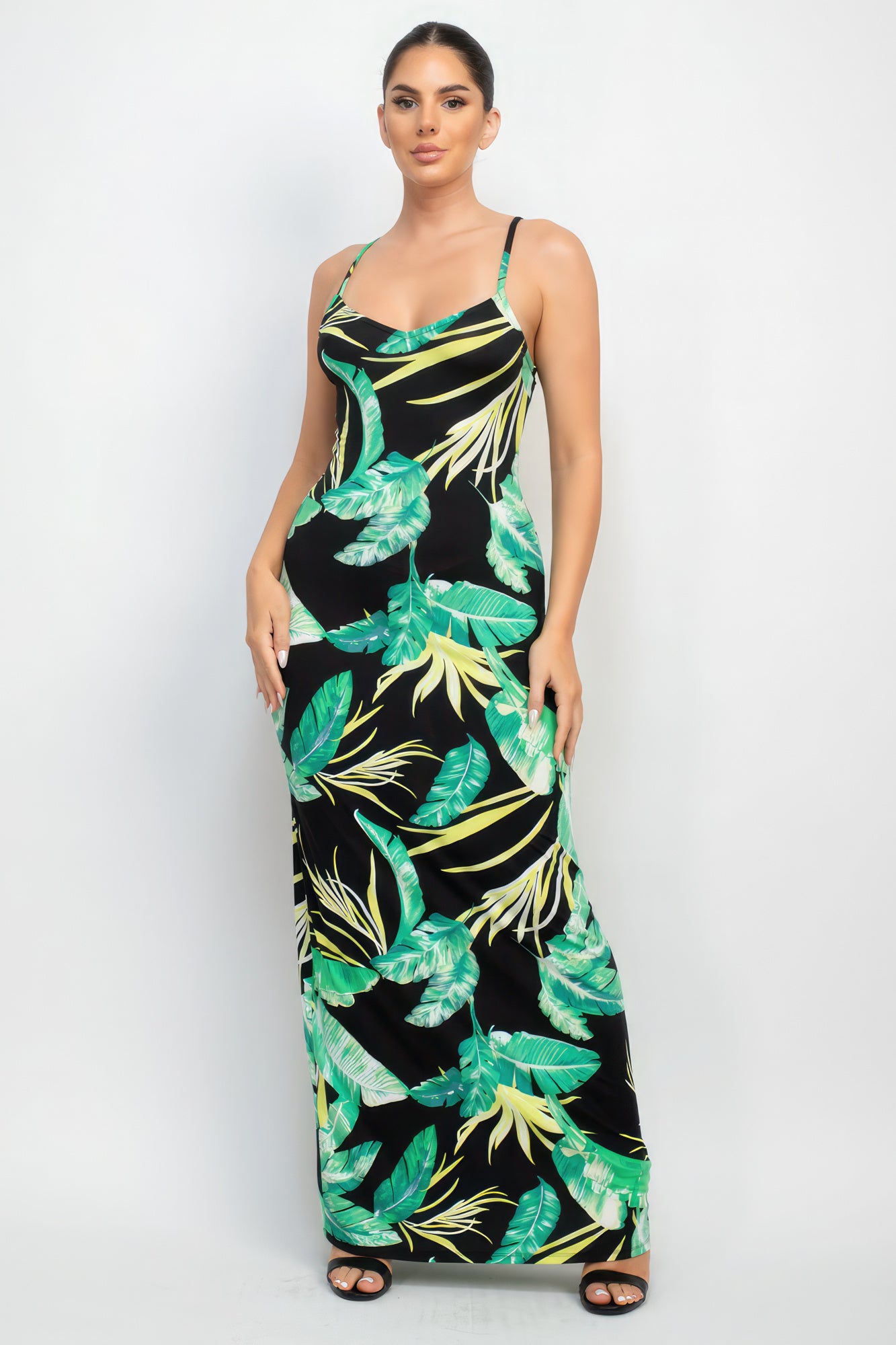 Scoop Tropical Print Maxi Dress