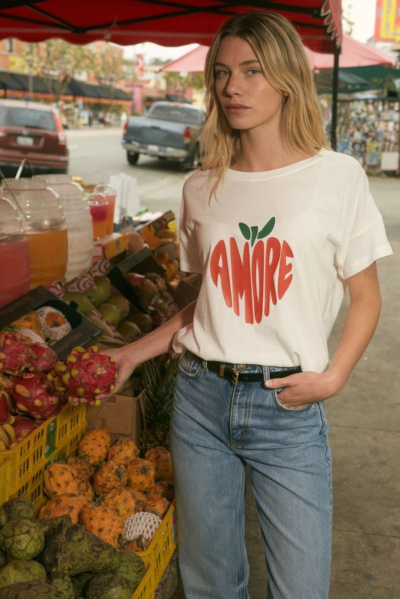 Amore Garment-washed Fruit Graphic Tee